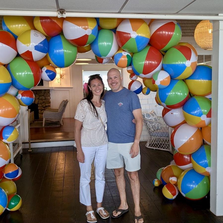 Our first real photo together! Taken by the mother of the bride at our future wedding venue, The Beach Club.