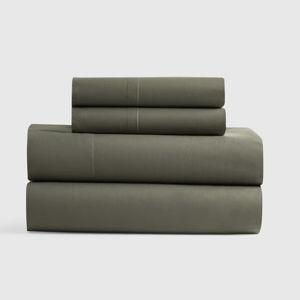 Organic Crisp Percale Sheet Set - Queen (Dusty Olive)