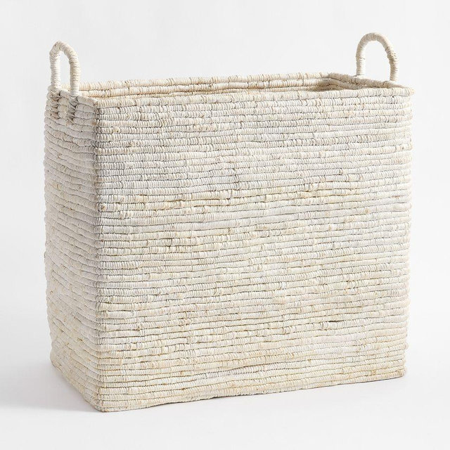 Coil Basket, Whitewash, Tall Rectangle