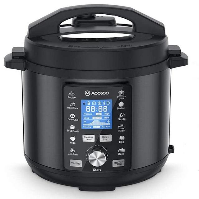 Moosoo 13-In-1 Electric Pressure Cooker Instant LCD Digital Pressure Pot 6 Qt
