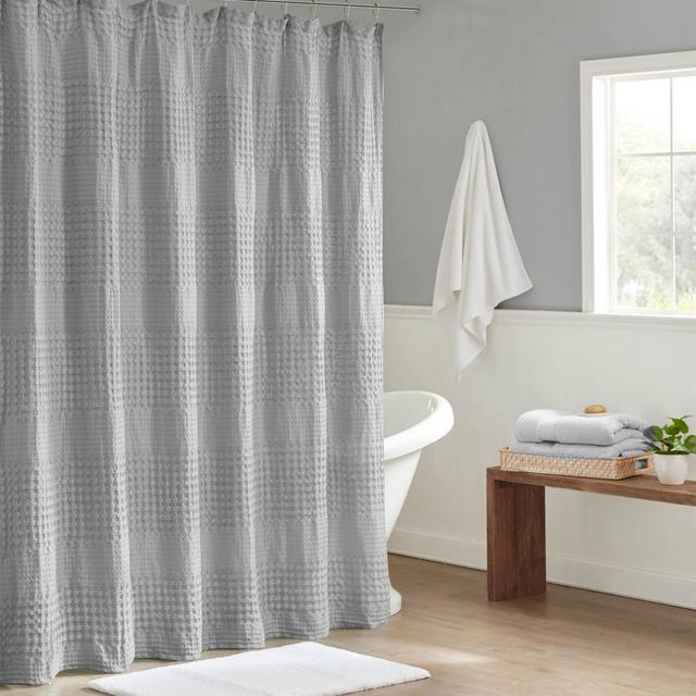 72"x72" Orinn Super Waffle Textured Shower Curtain Gray