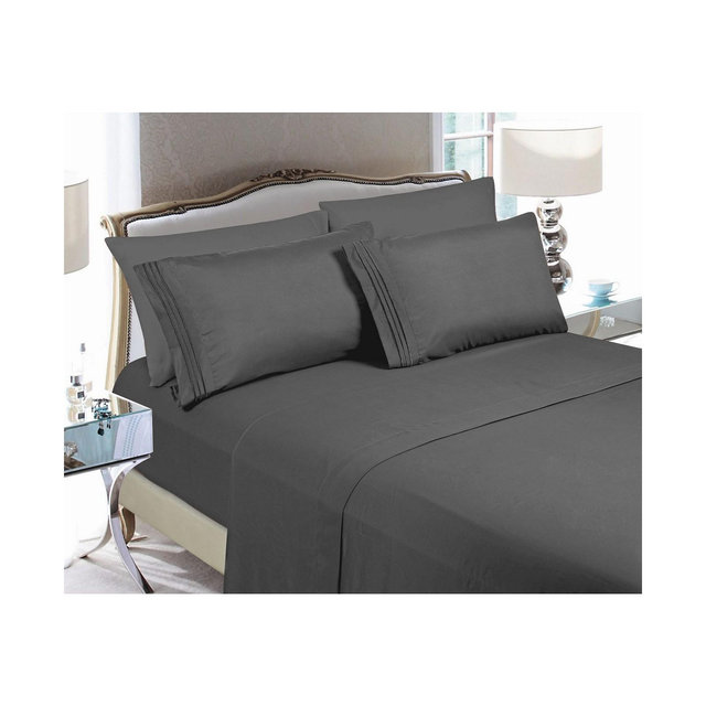 Elegant Comfort 6-Piece Luxury Soft Solid Bed Sheet Set King