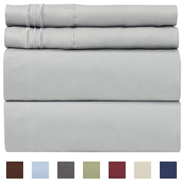 Full Size Sheet Set - 4 Piece Set - Hotel Luxury Bed Sheets - Extra Soft - Deep Pockets - Easy Fit - Breathable & Cooling - Wrinkle Free - Comfy – Light Grey Bed Sheets - Fulls Sheets - 4 PC