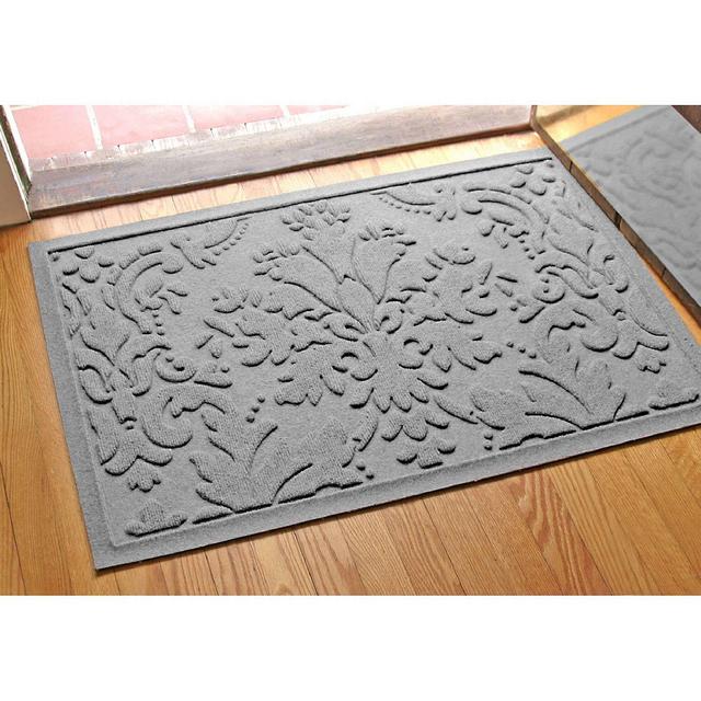 Weather Guard™ Damask 23-Inch x 35-Inch Door Mat in Medium Gray