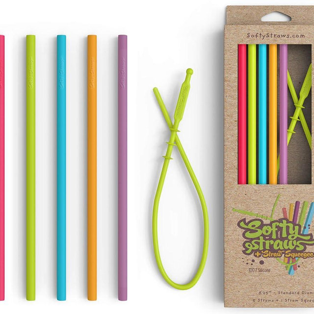 Silicone Straws - Slender Size BPA Free Non-Rubber Silicon Reusable Drinking Straws for Stainless Steel 20 oz Yeti Tumbler - Flexible, Chewy, Bendy & Safe for Kids/Toddlers