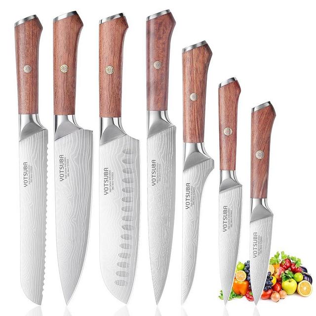 YOTSUBA Kitchen Knife Set, 7PCS Kitchen Knives Set High Carbon Stainless Steel Sharp Knife, Knives Set for Kitchen with Ergonomic Handle