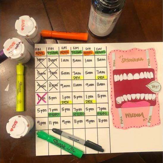 Elizabeth returned the surgery favor when Sam lost his wisdom