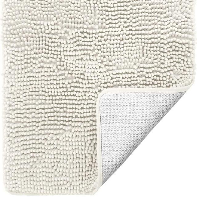 Gorilla Grip Bath Rug, 36x24, Thick Soft Absorbent Chenille Rubber Backing Bathroom Rugs, Microfiber Dries Quickly, Shaggy Machine Washable Mats, Plush Durable Rug, Bathtub Shower Floor, Ivory Cream