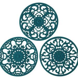 Extra Thick Silicone Trivet Mat for Hot Dishes, Hot Pots and Pans, Pot Holder, Hot Pad to Protect Your Table and Countertop, Kitchen Decor and Accessories, Teal, Set of 3