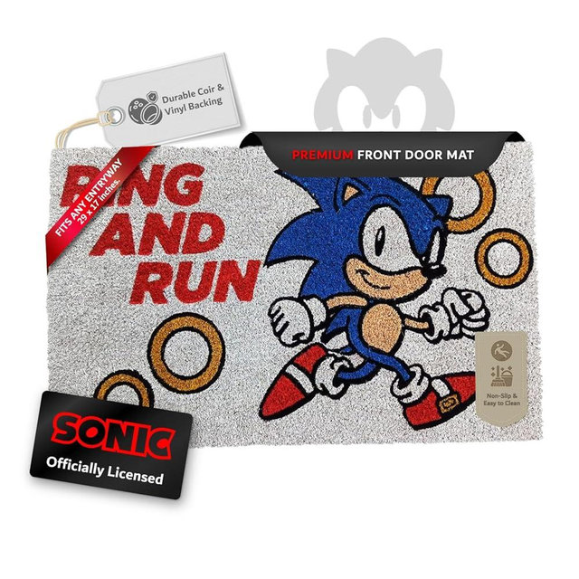 Pyramid America - Sonic - Ring and Run Coir Doormat - 29" x 17" Indoor/Outdoor Entry Mat with Non-Skid Back - Durable & Easy to Clean