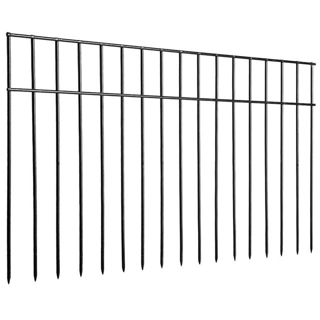 Adavin Small/Medium Animal Barrier Fence,15 Pack 24in(L) X 15in(H) Underground Decorative Garden Fencing, Dog Rabbits Fences Black Metal Fence Panel Ground Stakes for Outdoor Patio.Total Length 30Ft