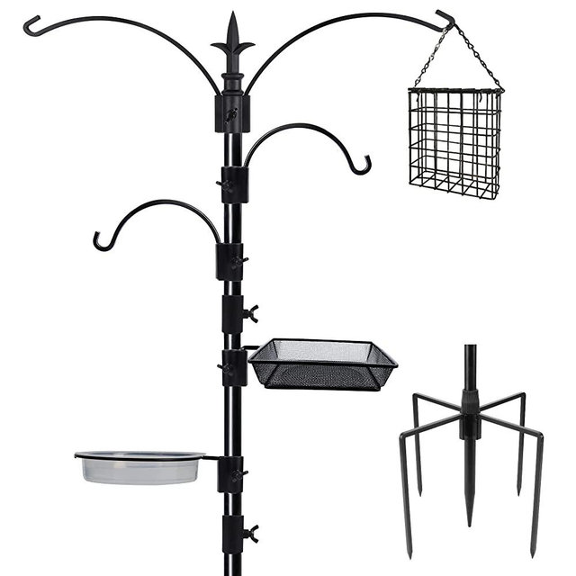 yosager Premium Bird Feeding Station Kit, 90" x 23" Bird Feeder Pole, Multi Feeder Hanging Kit with Metal Suet and Bird Bath for Bird Watching, Attracting Wild Birds, Birdfeeder and Planter Hanger