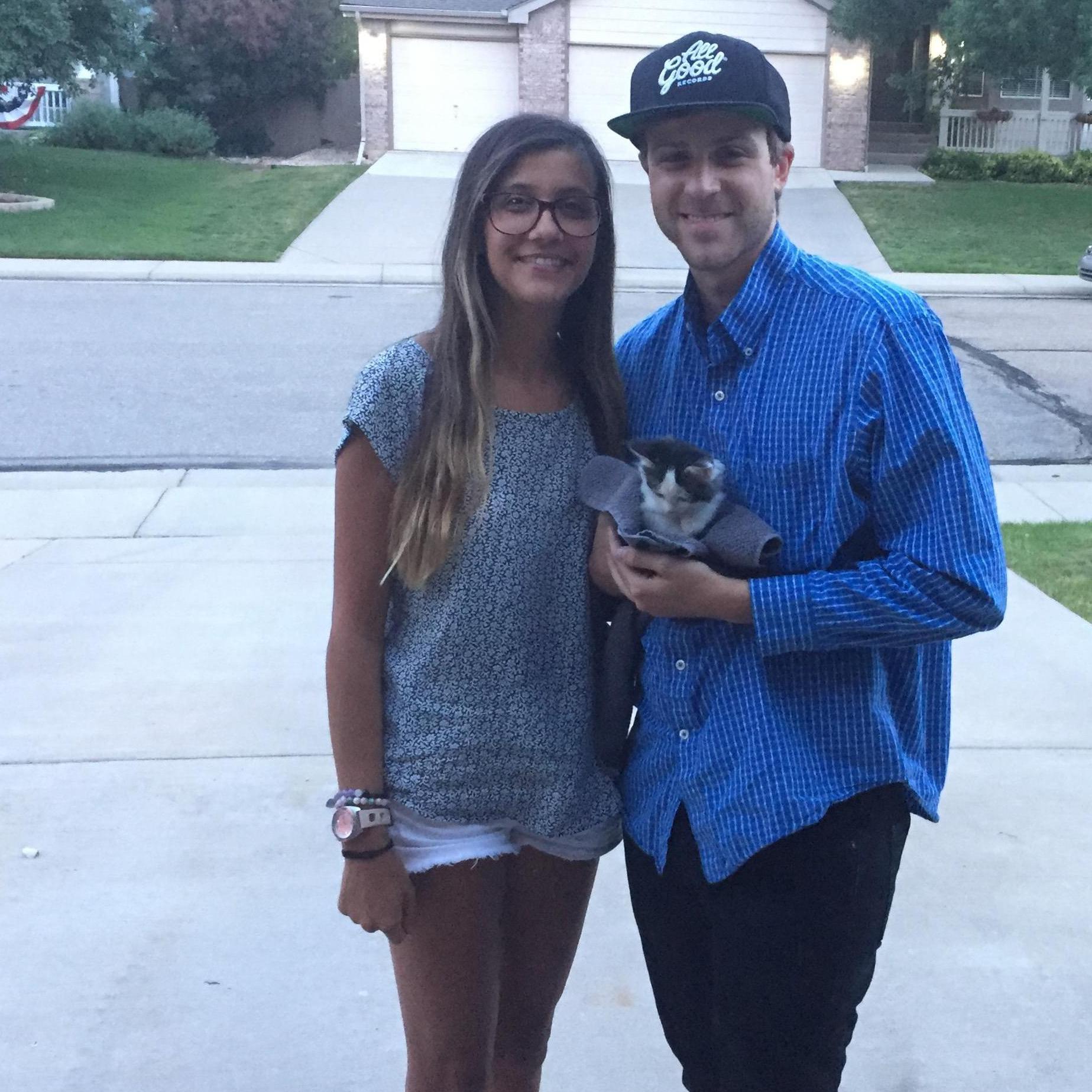 July 2016. Lily and Matt picked up Mr. Norlin AKA breadstix. Norlin was named after Norlin Library at the University of Colorado, where Lily and Matt studied together.