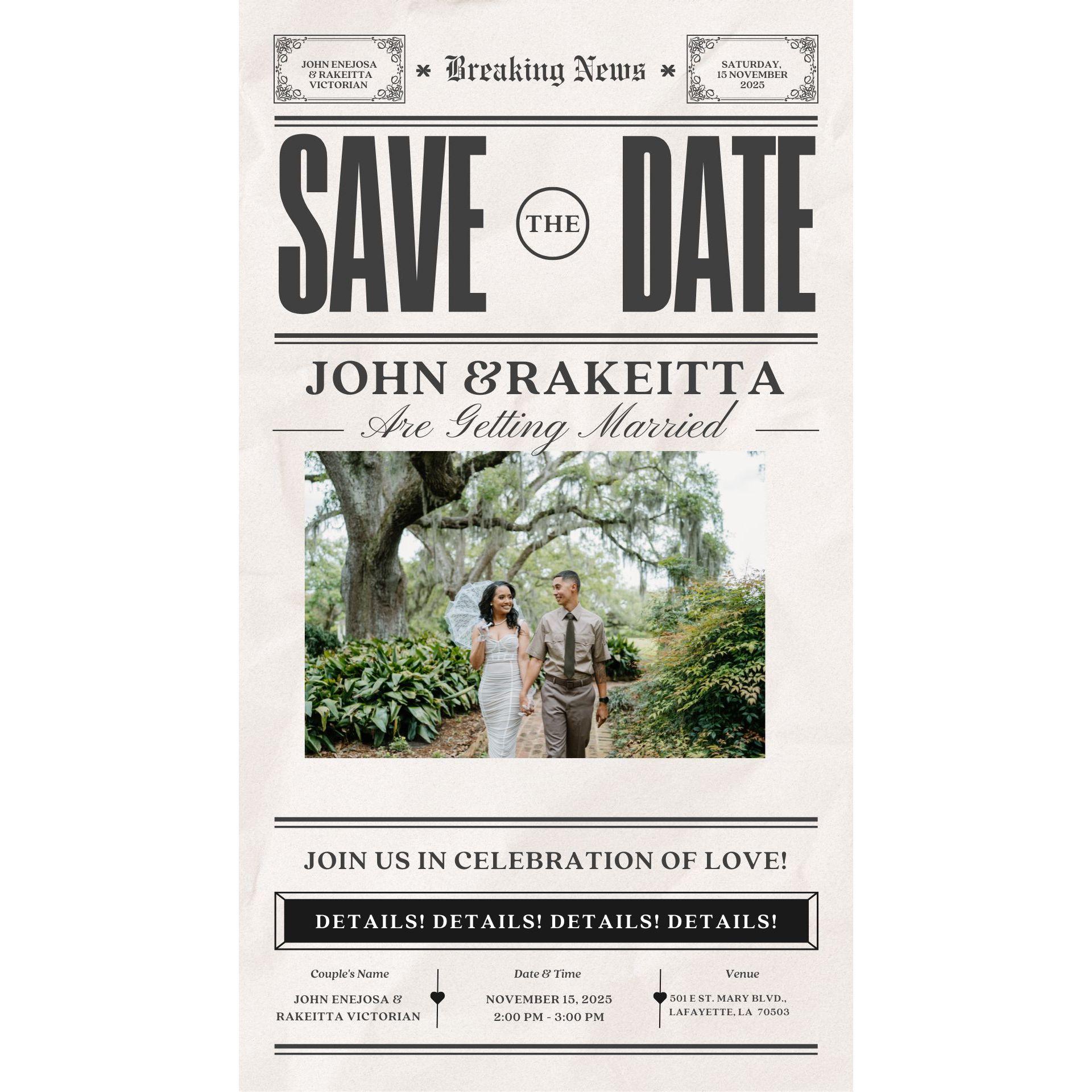 EXTRA! EXTRA!  "Save this Date"