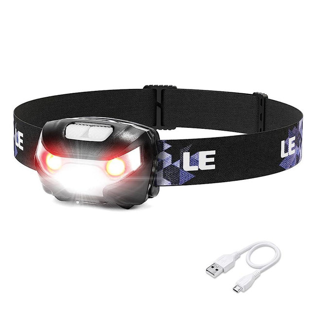 LE 3200008 Rechargeable Headlamp - 5 Modes Adjustable Brightness Headlights for Outdoor Camping, Hiking, Hunting Gear