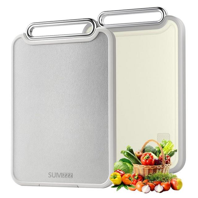 Stainless Steel Cutting Board Double Sided 304 Steel & Food-Grade PP, Large Chopping Board for Meat and Kitchen, Non-Slip 16”×11”