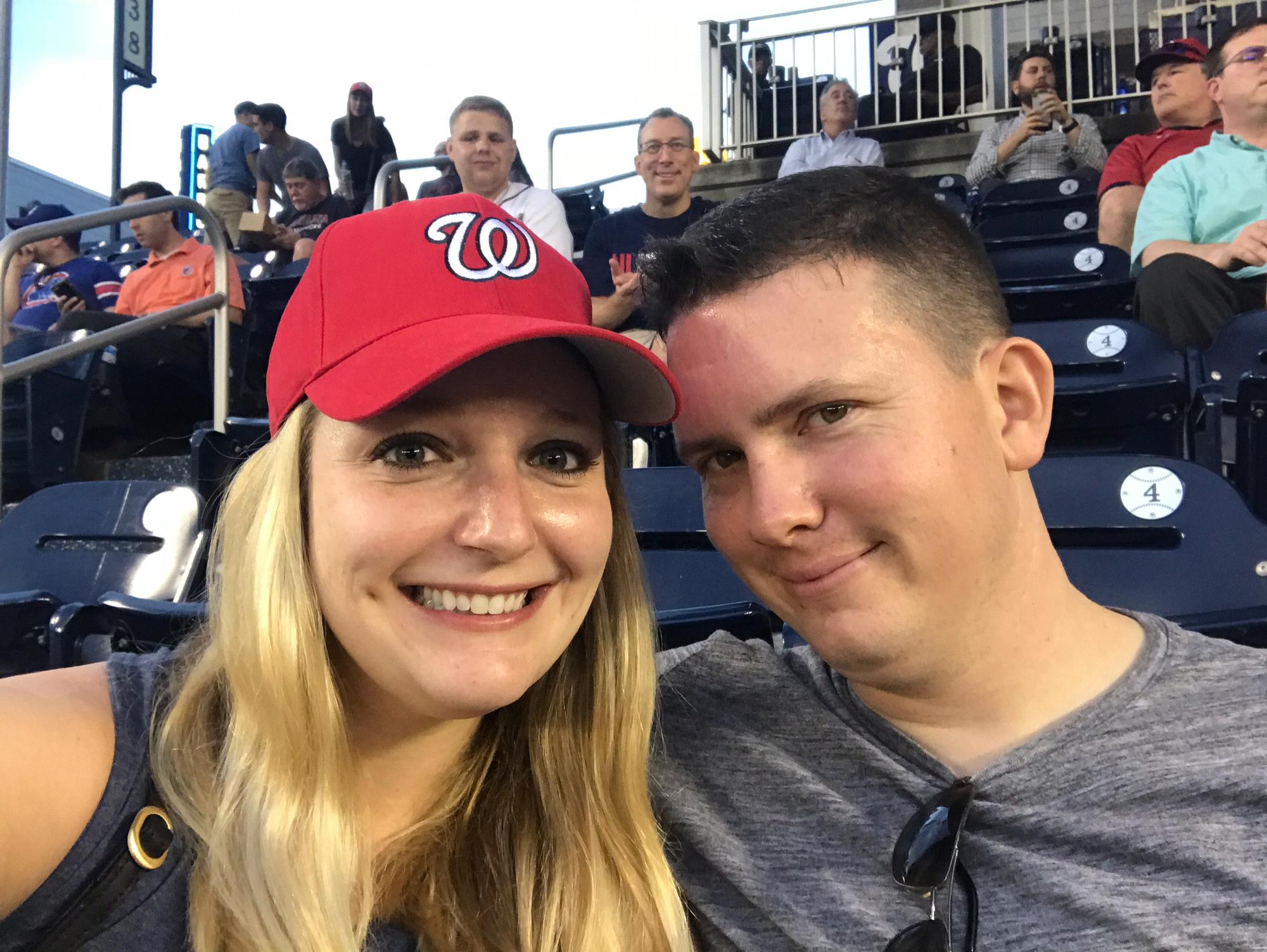 Cheering on the Nats! We've been going to games since we first started dating.