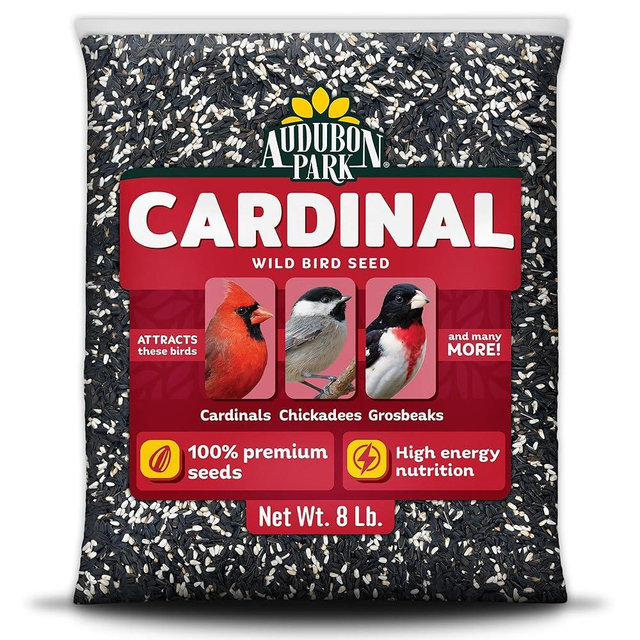 Audubon Park Cardinal Wild Bird Seed - 8 lb. No Corn, Milo, or Millet – Sunflower & Safflower Mix – Bird Food for Outside Feeders