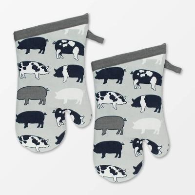 Set of 2 Designer Pigs Print Oven Mitt - MU Kitchen