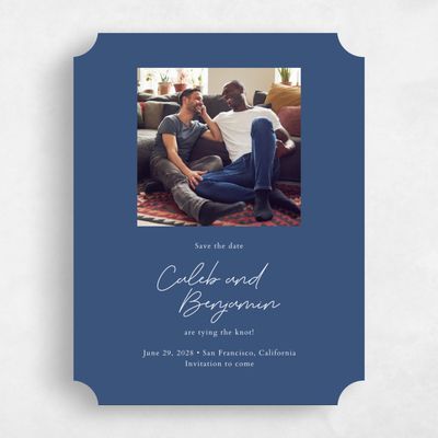 Blue Ticket Wedding Save the Date - Alyeska Photo