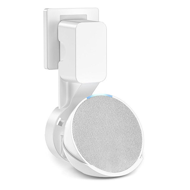 ZUOLACO Wall Mount Holder for Echo Pop, Outlet Hanger Stand for Echo Pop, Built-in Cable Management, White