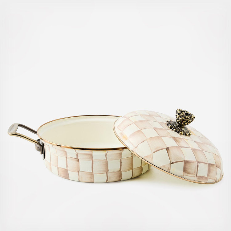 MacKenzie-Childs, Mocha Check Steel 3 Qt. Casserole | Zola
