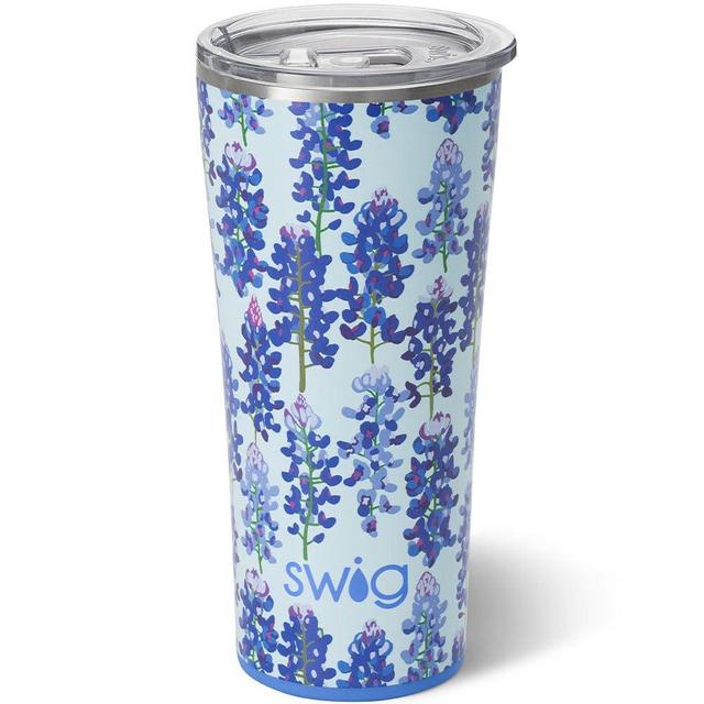 Swig Life 22oz Tumbler, Insulated Coffee Tumbler with Lid, Cup Holder Friendly, Dishwasher Safe, Stainless Steel, Large Travel Mugs Insulated for Hot and Cold Drinks (Bluebonnet)