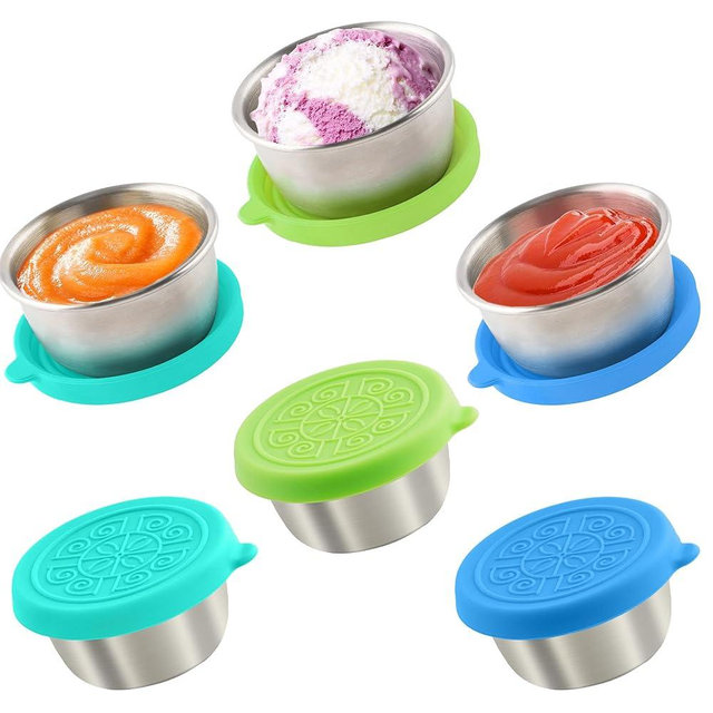 6x1.6 Oz Salad Dressing Containers With Lids, Small Leakproof Reusable Stainless Steel Salad Dressing Container To Go For Lunch Boxes,Sauce containers, Picnics,Travel Meal Prep And Kitchen Storage.