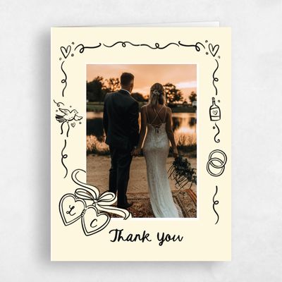 Cream, Beige Wedding Thank You - Gilda Photo