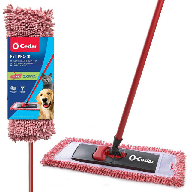 O-Cedar Pet Pro Microfiber Hair & Dust Mop: Cleaning Tools, Steel & Microfiber Material, 57.5" Height
