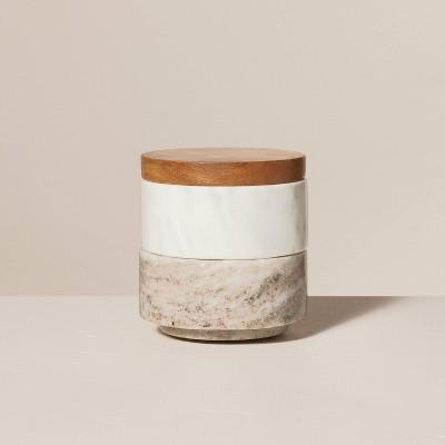3pc Marble Stacking Salt & Pepper Cellar White/Warm Gray - Hearth & Hand™ with Magnolia