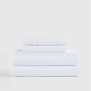 White Giza Cotton Sateen Sheet Set (With Flat Sheet)