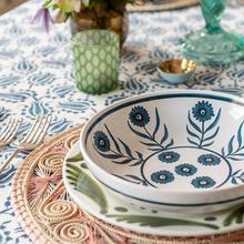 Blue Summer Flower Ceramic Shallow Bowl