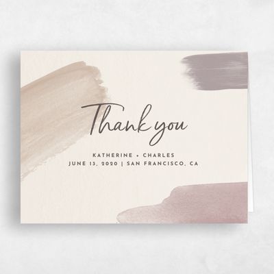 Light Mocha, Beige Wedding Thank You - Riverside