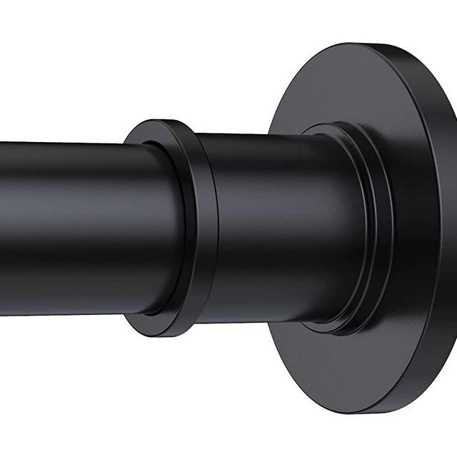 BRIOFOX Industrial Shower Curtain Rod - Never Rust Non-Slip 43-72 Inch Stainless Steel, Matte Black