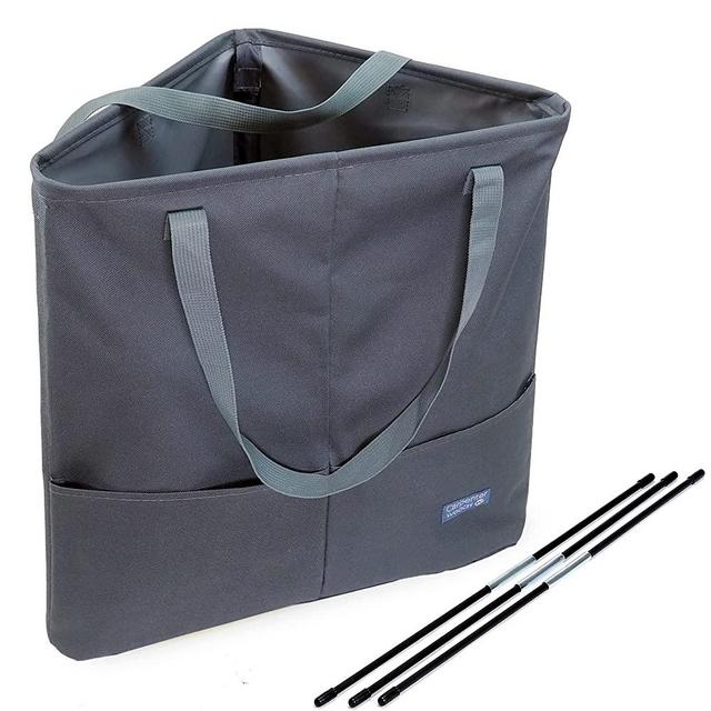 Carpenter Woods Clothes Hanger Organizer Bag with Handles, Hanger Holder, Hanger Storage, Hanger Stacker, Hanger Caddy, Closet Laundry Hamper Corner Bathroom Organizer Triangle Kids Toy Storage Grey