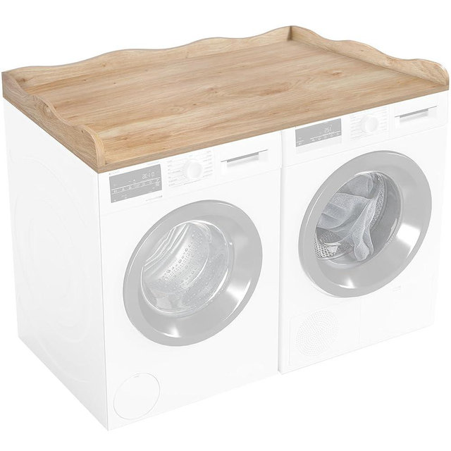 CraftHome Washer Dryer Countertop,54''X27.6'' Wave Edge Wood Shelf Topper with Anti-slip Patches,Laundry Room Washer and Dryer laundries Hamper Counter Storage Organization (OAK)