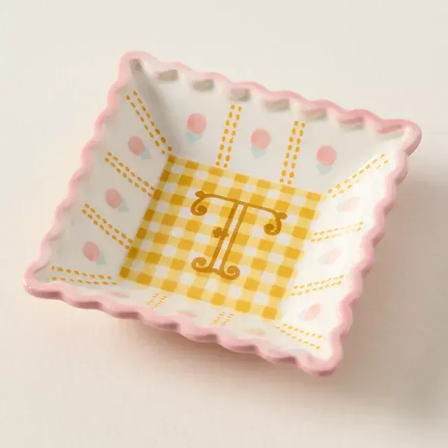 Georgia Monogram Stoneware Trinket Dish