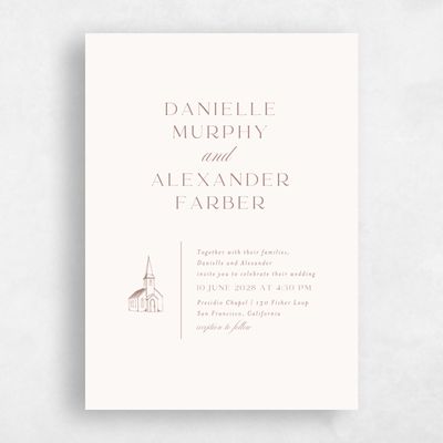 Chestnut, Brown Wedding Invitation - Classic Chapel Portrait