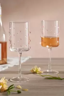 Pink Confetti Wine Glasses, Set of 2