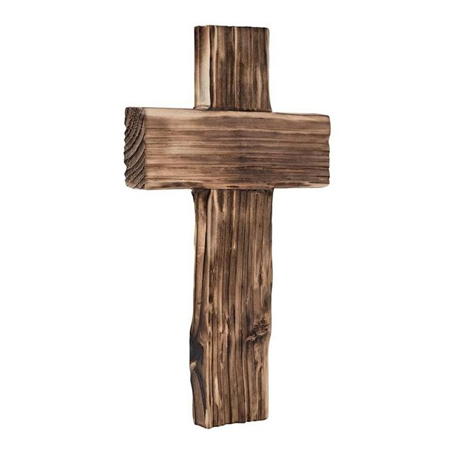 Retro Handmade Log Wood Cross Baptism Cross Wall Decor Spiritual Religious Crosses Small Wooden Cross Room Church & Home for Wall Table Decor Outdoor Wooden Crosses Gifts with Hook for Hanging Wall