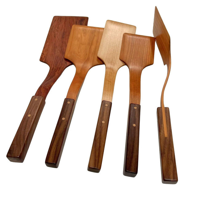 Handcrafted Wood Spatula, Four Sizes: Bubinga, Maple, Cherry - Walnut Handle