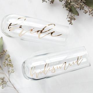 Bridal Party Stemless Champagne Flutes, Set of 2