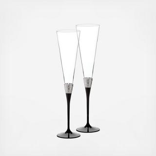 With Love Noir Champagne Toasting Flute, Set of 2