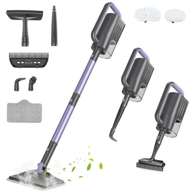 Gatlei Steam Mop, Steam Cleaner with 400ML Water Tank, 2 Washable Pads, 23FT Power Cable floor steamer, Detachable Steam Mops for sealed Hard Floors, Marble, Stone, Hardwood(Lilac)