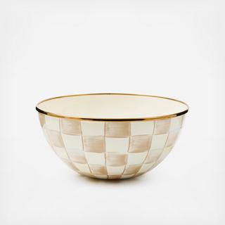 Mocha Check Stainless Steel Everyday Bowl