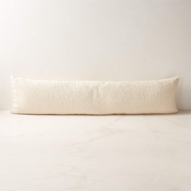 Ivory Boucle Throw Pillow with Down-Alternative Insert 48''x12''