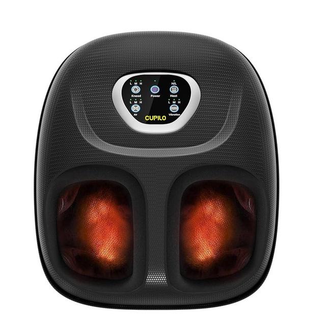 CuPilLo Foot Massager with Heat & Shiatsu, Electric Heated Foot Massager Machine for Plantar Fasciitis, Adjustable Vibration & Compression for Neuropathy Pain Relief, Women Men Gifts, Fits Up to 12"