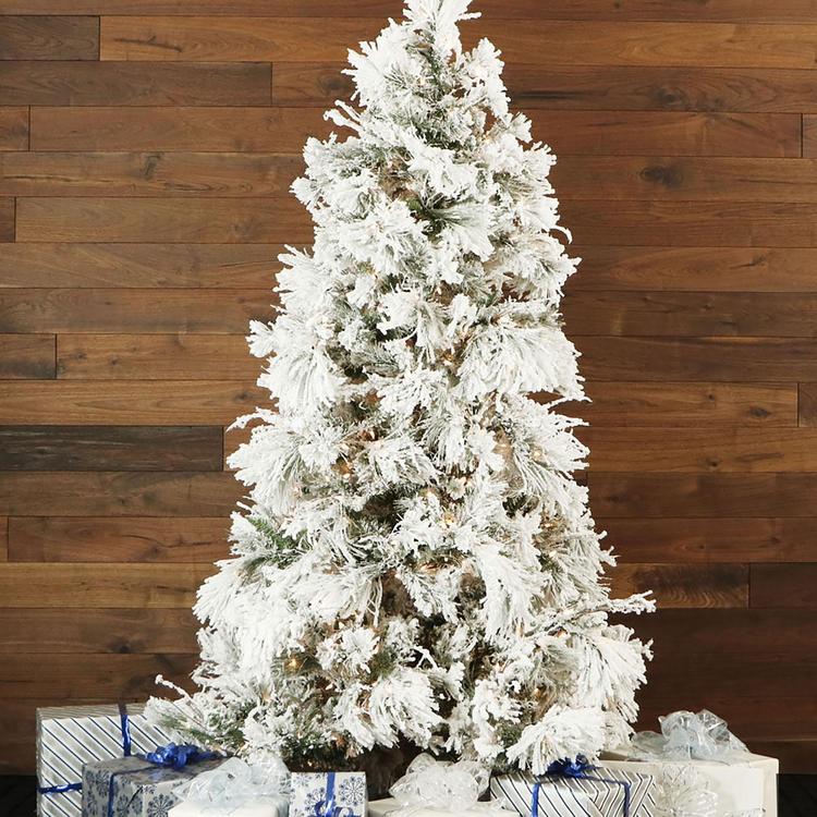 Fraser Hill Farm, Flocked Snowy Pine Christmas Tree with Smart
