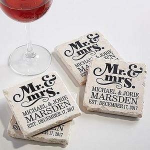 The Happy Couple Tumbled Stone Coasters (Set of 4)